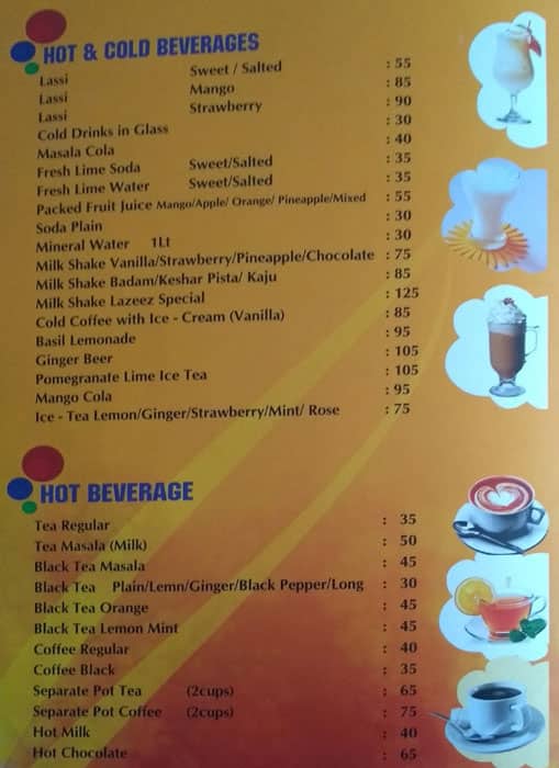 Lazeez Restaurant menu