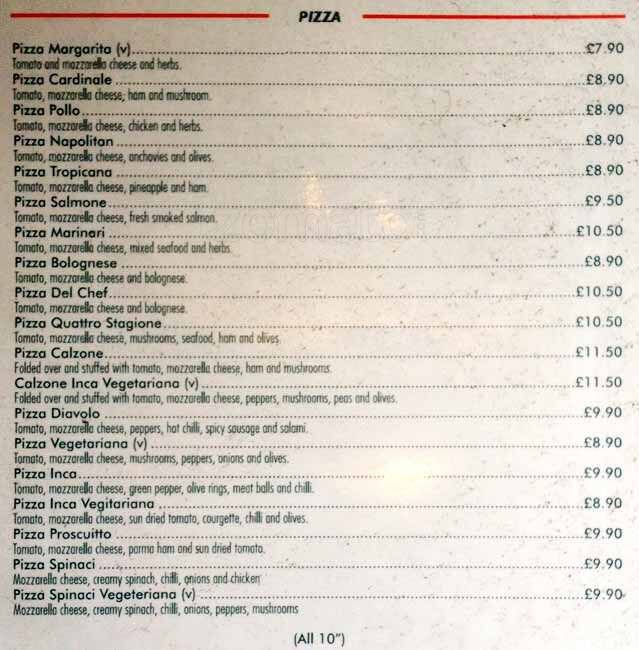Inca menu