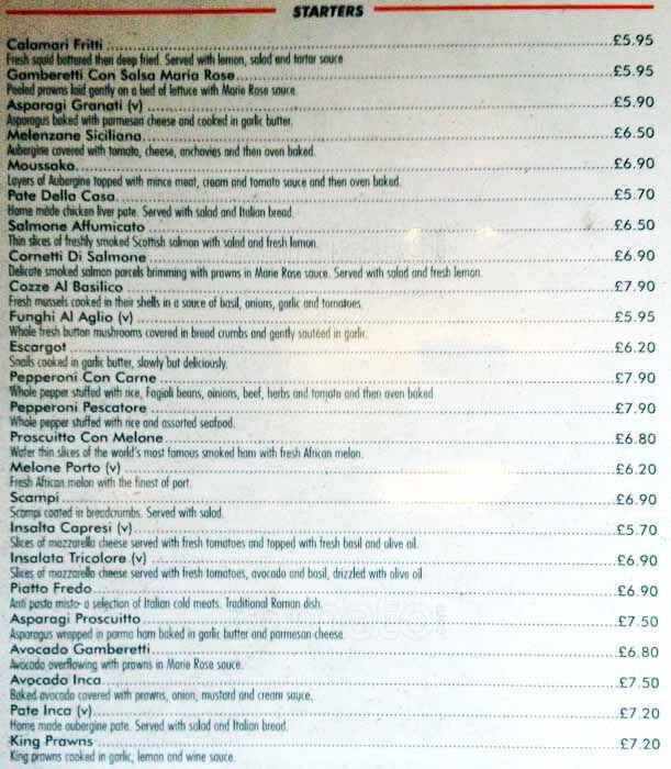 Inca menu