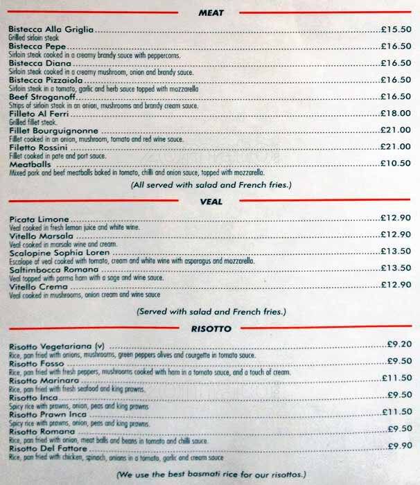 Inca menu
