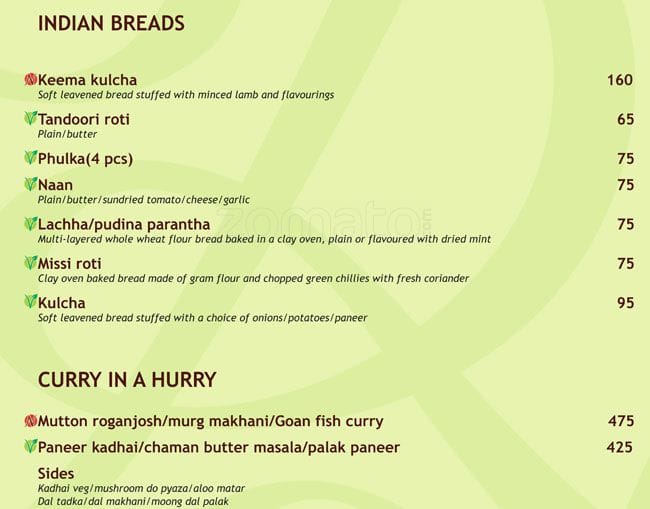 Menu at Spin Cafe, Lucknow