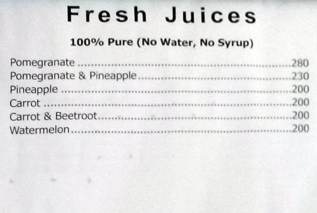 Anokhi Café menu