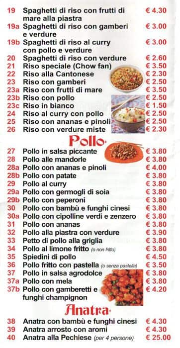 Menu de Il Guerriero Cucina Cinese-Pizza