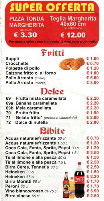 Menu de Il Guerriero Cucina Cinese-Pizza