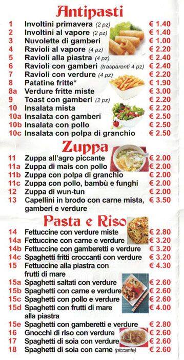 Menu de Il Guerriero Cucina Cinese-Pizza