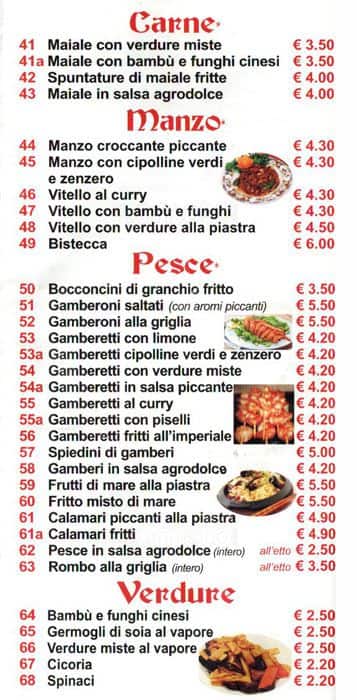 Menu de Il Guerriero Cucina Cinese-Pizza