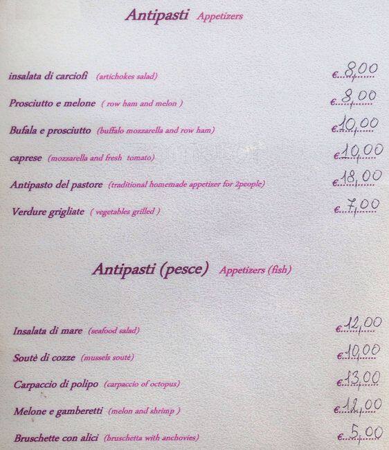 Menu di Ristorante Trattoria il Gatto Bianco Roma 