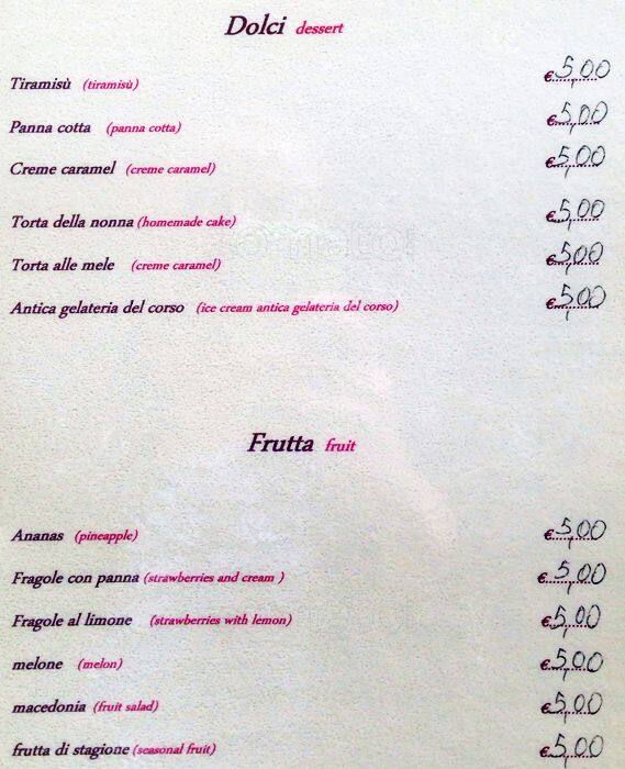 Menu di Ristorante Trattoria il Gatto Bianco Roma 