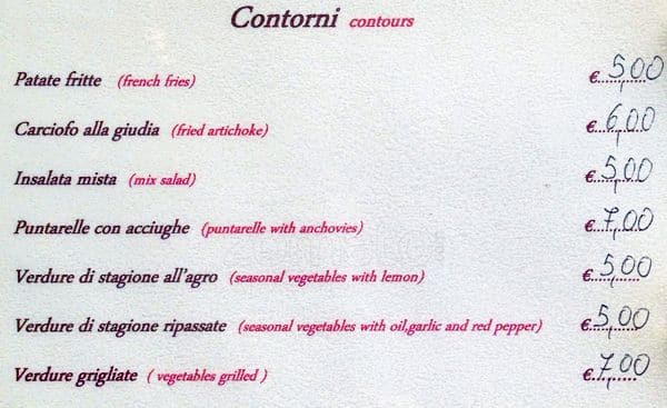 Menu di Ristorante Trattoria il Gatto Bianco Roma 