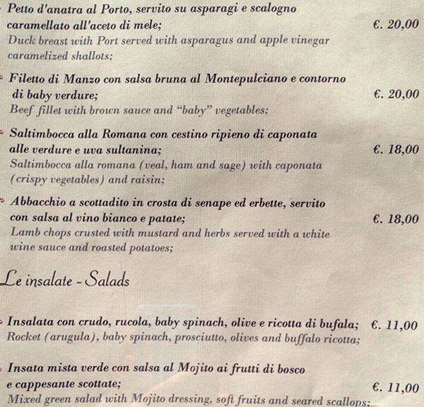 Menu di Ristorante Lo Stil Novo 