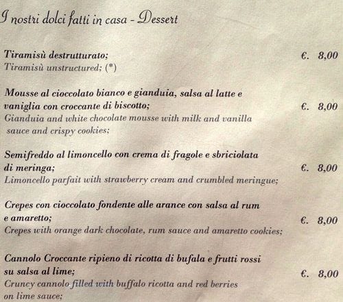 Menu di Ristorante Lo Stil Novo 