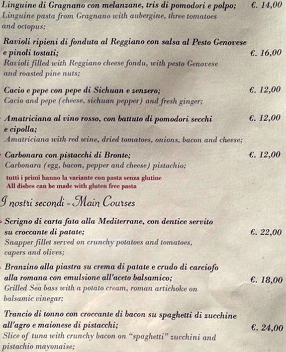 Menu di Ristorante Lo Stil Novo 