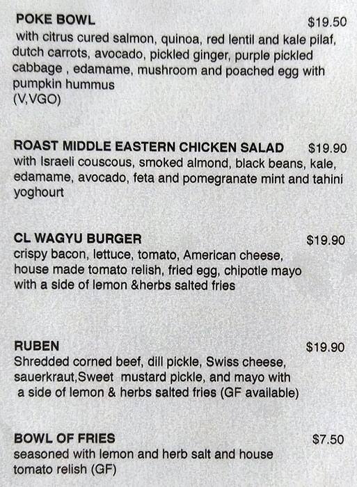 Menu at Coin Laundry Cafe, Armadale