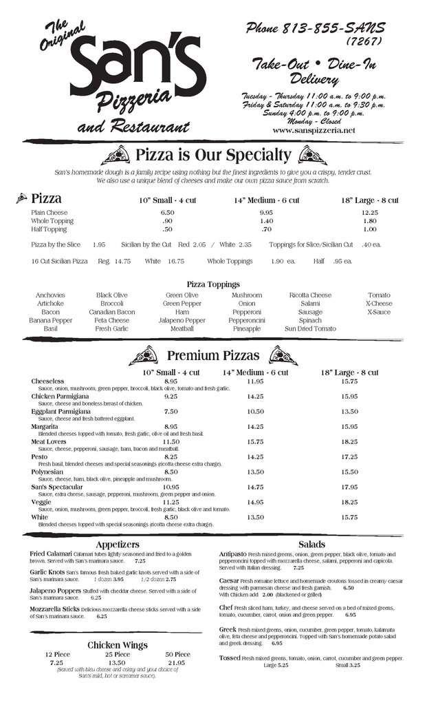 Westchase Pizza & Pasta Co. Menu Urbanspoon/Zomato