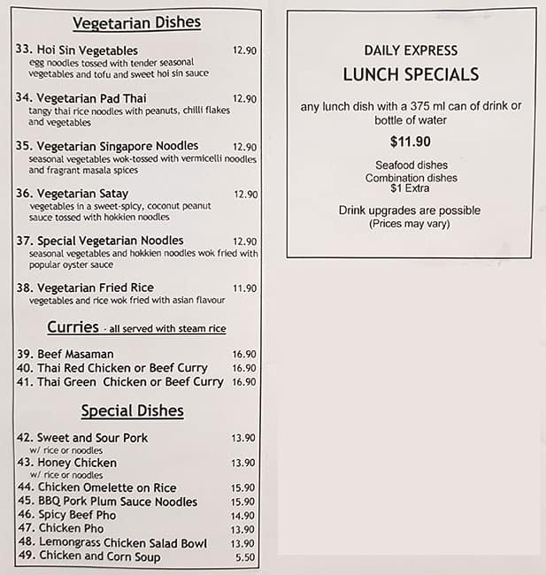 Menu at Bayside Noodle Lounge fast food, Wellington Point