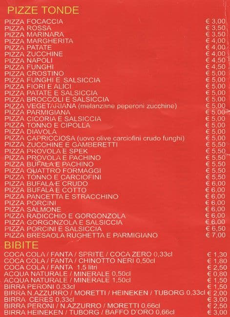 Menu di Pizzeria Dai Fratelli 