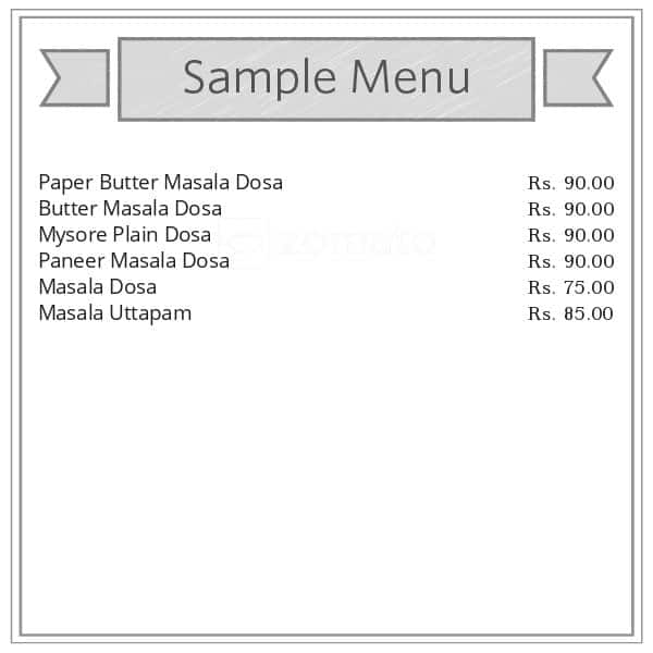 Khusi South Indian Food Plaza menu