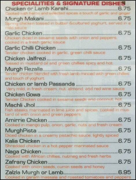 Carta de The Meghna Tandoori
