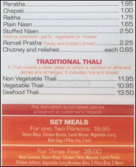 Carta de The Meghna Tandoori