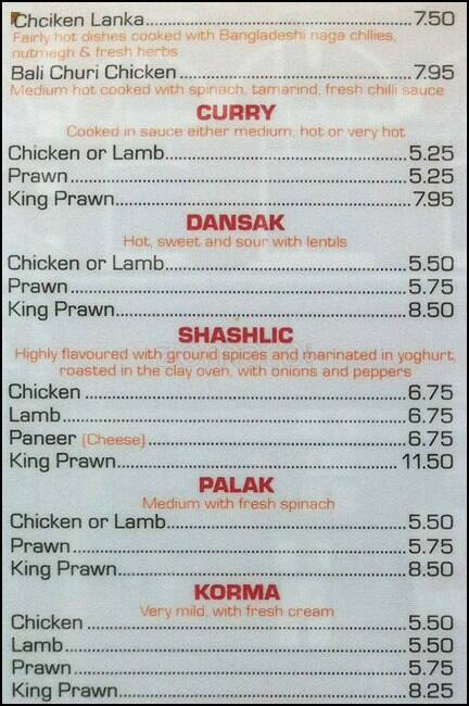 Carta de The Meghna Tandoori