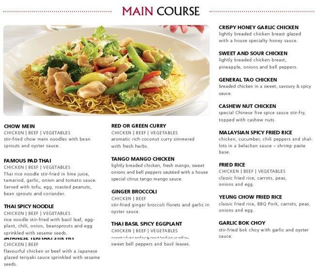 Menu at Spring Rolls restaurant, Toronto, 693 Yonge St