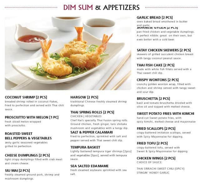 Menu at Spring Rolls restaurant, Toronto, 693 Yonge St