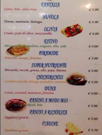 Menu di Bar Andrea 