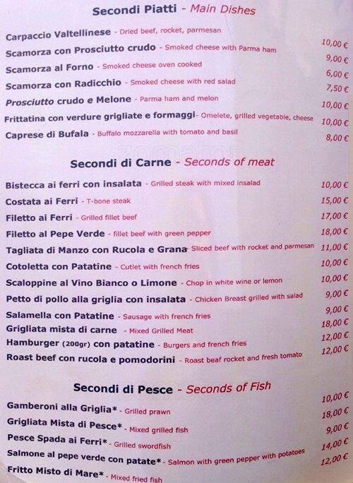 Menu di Luna Rossa 