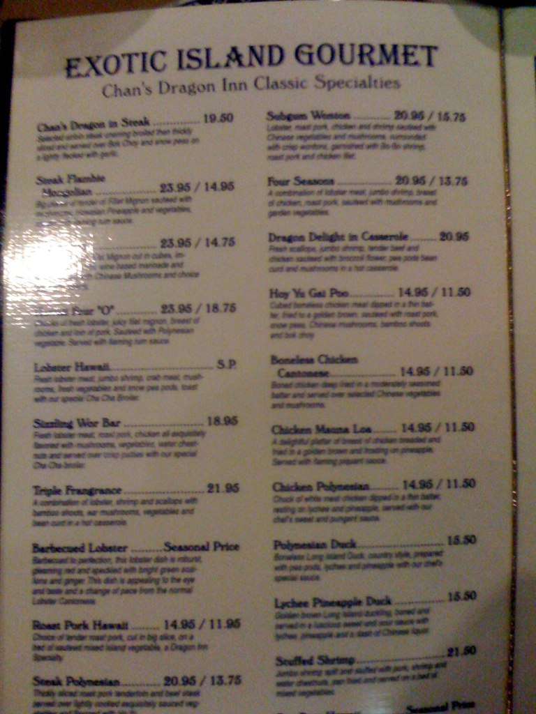 Carta de Chan's Dragon Inn