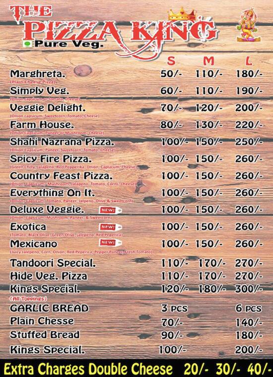 Menu at The Pizza King, Delhi, Pvr ke samne