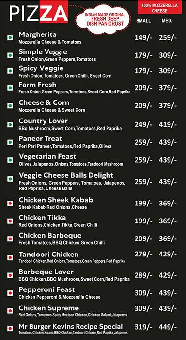 Menu of Mr. Burger, Thottapalayam, Vellore