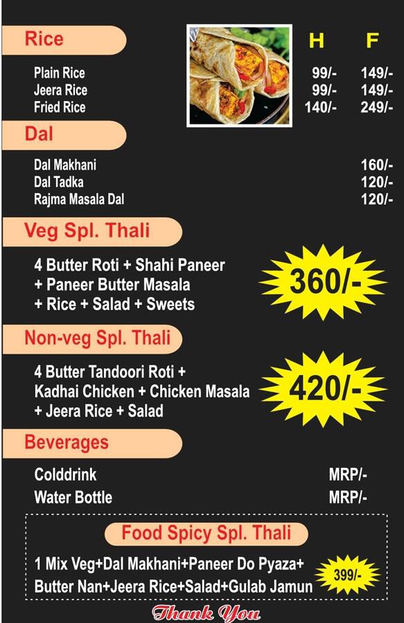 Menu of Food Spicy, Omega 2, Greater Noida