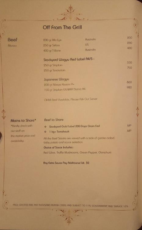 Gaia Menu Menu For Gaia Thamrin Jakarta