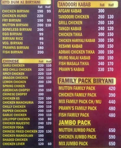 al saba hotel gachibowli menu