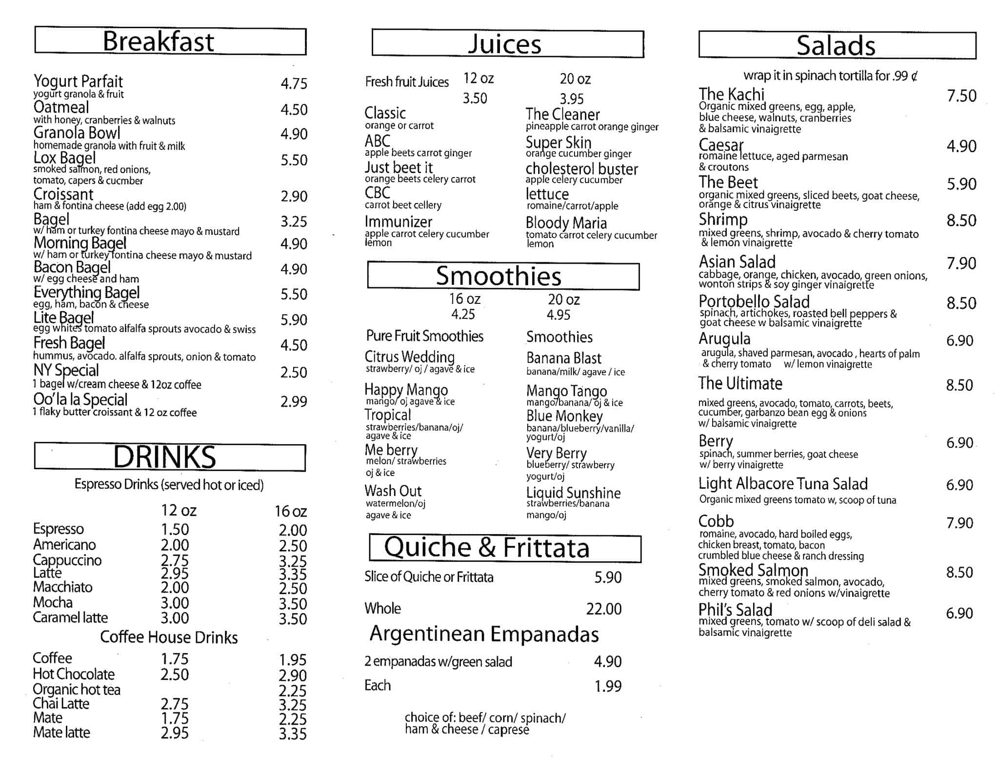 Kachi Deli Cafe Grill Menu Menu For Kachi Deli Cafe Grill Westlake Los Angeles