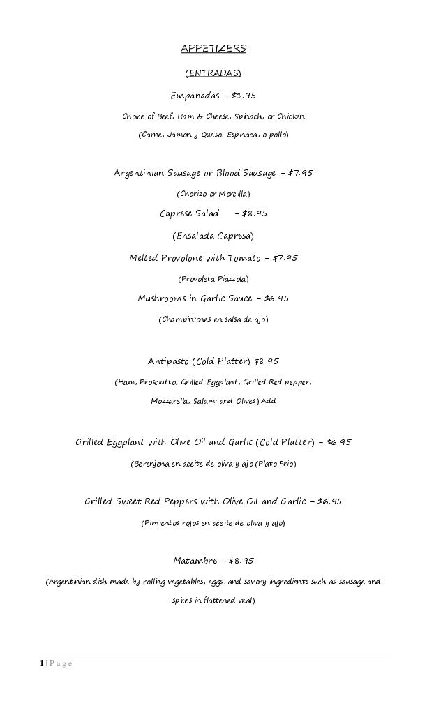 Don Che Argentinian Restaurant Menu Urbanspoon Zomato