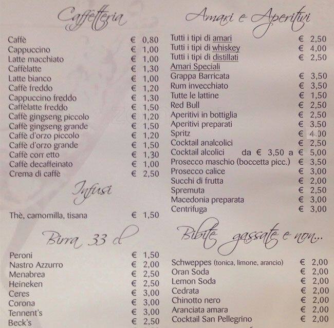 Menu di caffe dèjà-vu 