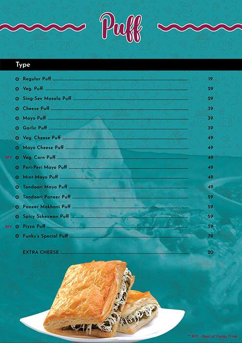 Funky Fries menu