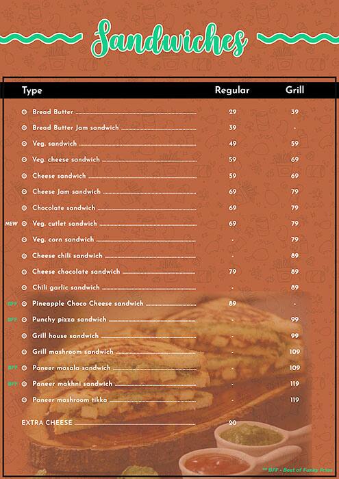 Funky Fries menu