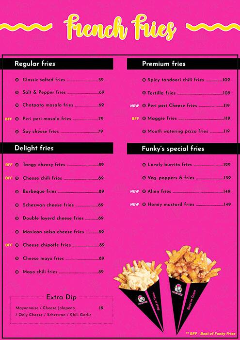 Funky Fries menu