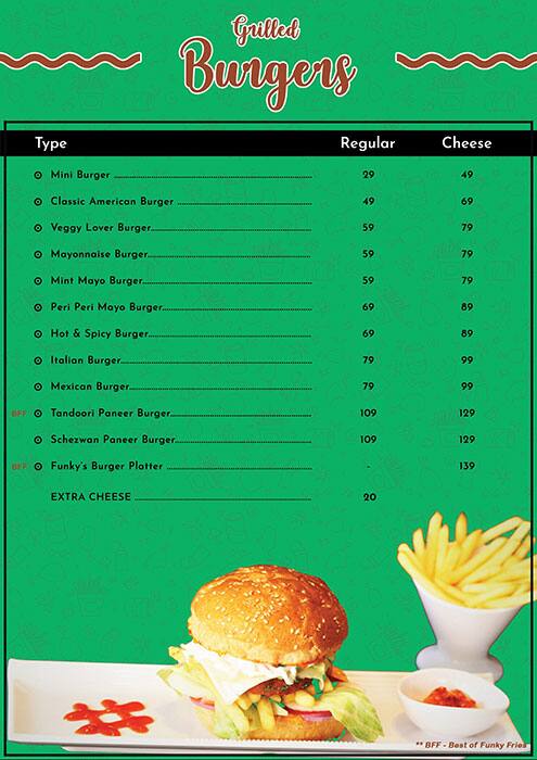 Funky Fries menu