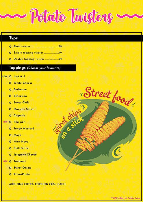 Funky Fries menu