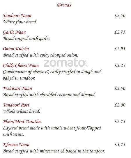 Swagat Richmond menu