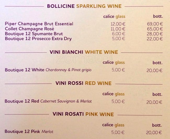 Menu di Boutique12 