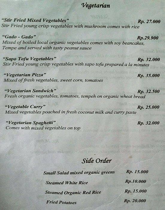 Carta de Puri Garden Restaurant, Bedulu