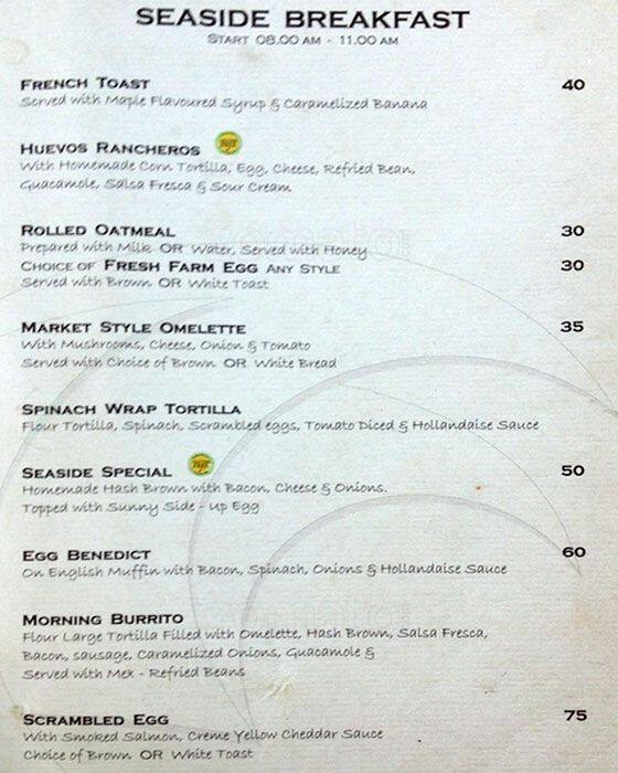 Seaside Menu, Menu for Seaside, Legian, Bali - Zomato Indonesia