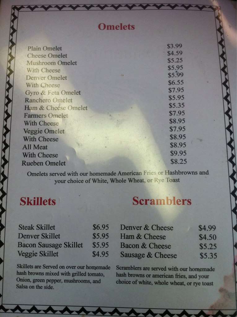 Menu at Two Brothers restaurant, Milwaukee