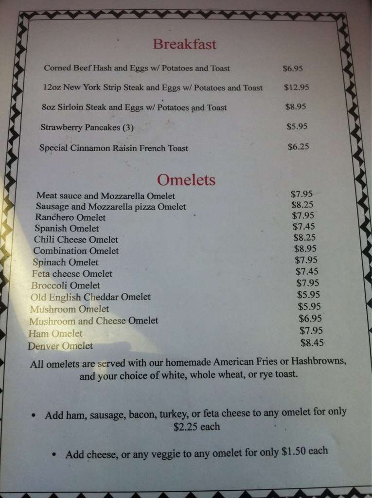 Menu at Two Brothers restaurant, Milwaukee