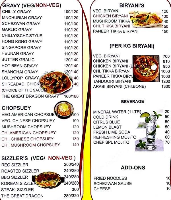 The Great Dragon Menu, Menu for The Great Dragon, Vasai, Mumbai Zomato