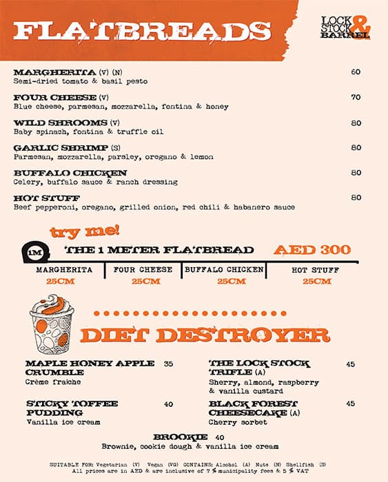 Menu at Lock, Stock and Barrel Grand Millennium, Dubai